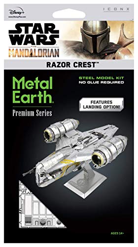 Metal Earth Fascinations ICX217 ICONX 502948 - Star Wars The Mandalorian - Razor Crest™, Laser-Cut 3D Construction kit, 2.5 Metal platinums, from 14 Years