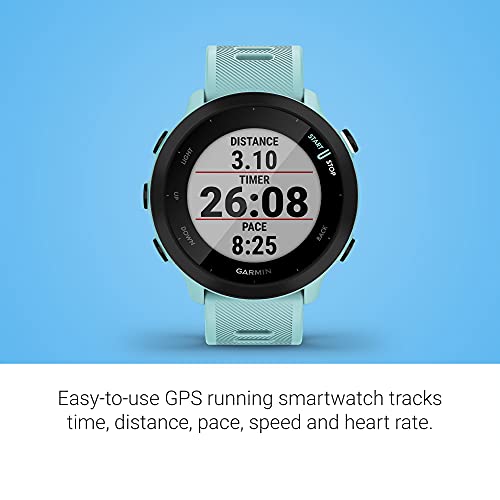 Garmin Forerunner 55 Easy to Use Lightweigh GPS Running Smartwatch, Running and Training Guidance, Safety and Tracking Features included, Aqua