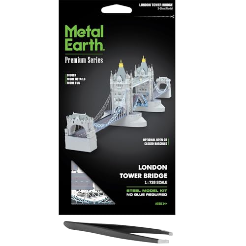 Fascinations Metal Earth Premium Series London Tower Bridge 3D Metal Model Kit Bundle with Tweezers