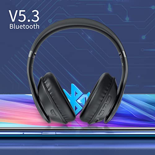 Uliptz Wireless Headphones Over Ear, 65 Hrs Playtime Bluetooth Headphones, 6 EQ Modes Foldable Lightweight Headphones Wireless, Foldable Bluetooth 5.3 Headphones for Travel/Office/PC (Black)