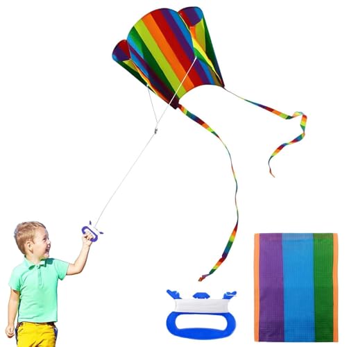 NUDFSY Pocket Kite, Kites for Children, 1 Set Rainbow Kite Colorful with Long Tail, Easy Flyer Kite With String Line, Beach Game Outdoor Activities for Beginner, Gift to Boys Girls