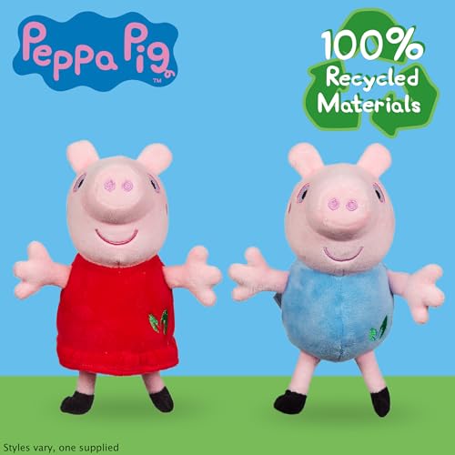 Peppa Pig Eco Plush Collectables, Peppa or George Soft Toy, 100% Recycled, Peppa Pig Gift, Sustainable Toy, Red