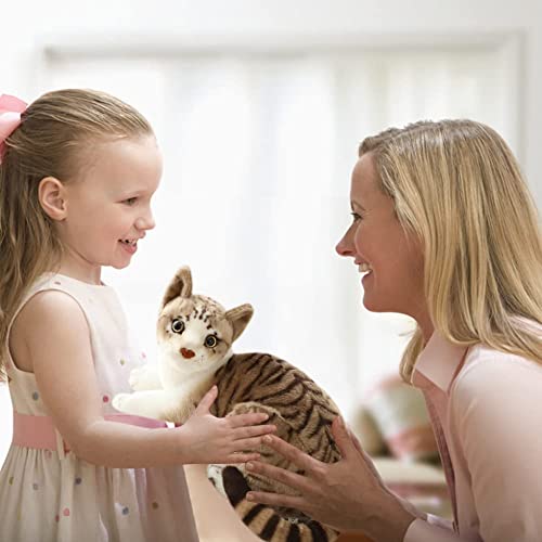 elemhome Plush Toys Soft Toys Stuffed Animals Cat Tabby Stuffed Animal Plush Realistic lifeLike Small Cats Cute Plush Toys for Kids Pet Birthday Gift (Tabby Cat 30cm)