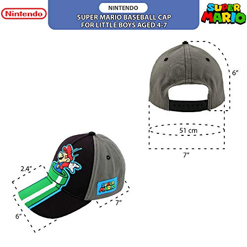 Nintendo Boys Super Mario Kids Hat, Size 4-7 Baseball Cap, Grey, Years