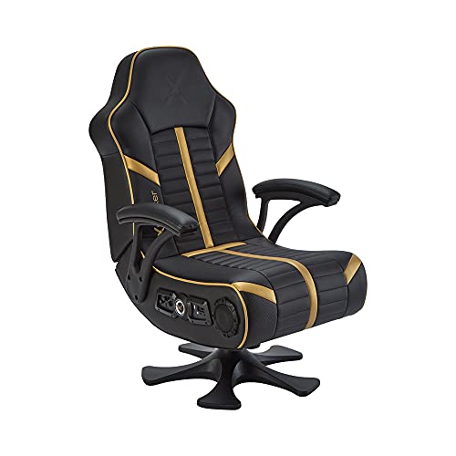 X-Rocker Olympus 4.1 Gaming Chair, Wireless and Bluetooth Speakers for Video Games, Faux Leather - Black/Gold