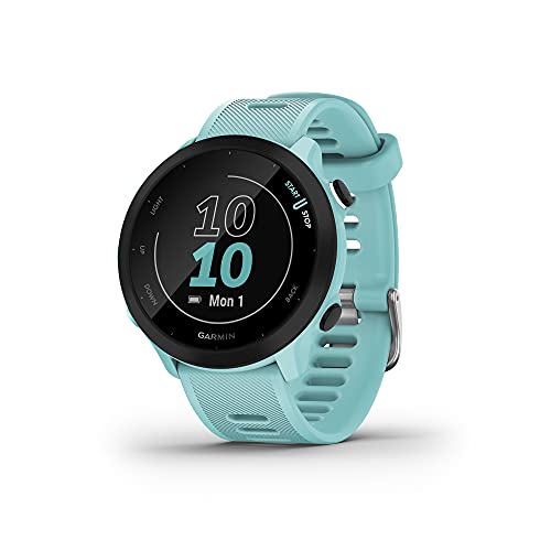 Garmin Forerunner 55 Easy to Use Lightweigh GPS Running Smartwatch, Running and Training Guidance, Safety and Tracking Features included, Aqua