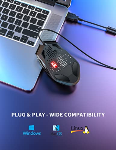 TeckNet Wired Gaming Mouse，RGB mouse gaming, RAPTOR Pro 10000dpi wired mouse with 8 Programmable Buttons,Ergonomic Optical Computer Wired Gaming Mice with Fire Button
