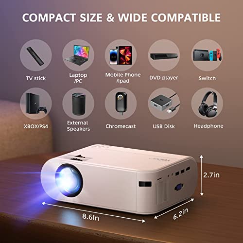 Mini Projector,YABER Wifi Phone Projector 8000 Lumens 1080P Full HD supported,Home Theater movie Projector Compatible with TV Stick, IOS/ Android Smartphone/Tablet/Laptop/PS4/DVD player