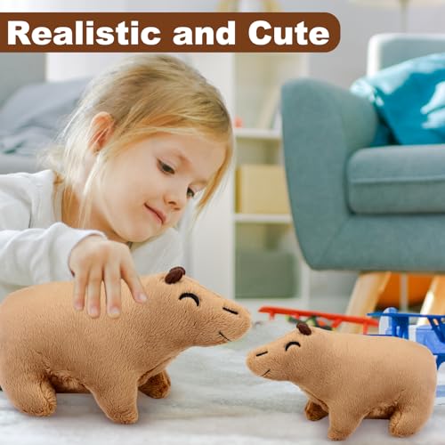 Zuimei 2Pcs Capybara Plush Toy,20CM and 30CM Capybara Stuffed Animal Doll Toy,Cute Rodent Stuffed Animal Doll,Capybara Realistic Stuffed Animal,Soft Stuffed Capybara Toy for Kids