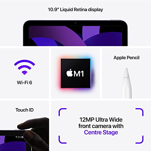 Apple 2022 10.9-inch iPad Air (Wi-Fi, 256GB) - Purple (5th Generation)