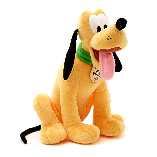 Disney Store Official Pluto Small Soft Toy, 25cm/9”, Iconic Cuddly Toy Character, Features a Characterful Expression and Collar with Wording, Suitable for All Ages