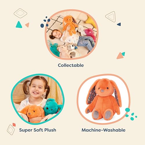 B. toys – Plush Bunny - Super Soft Stuffed Animal - Washable Rabbit Toy - HappyHues for Babies and Toddlers - 0 Months +, Coral Orange