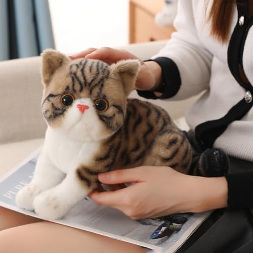 Uposao Cat Plush Soft Toys Stuffed Animal Cat Realistic Toy Cute Cat Doll Model Soft Stuffed Animal Pillow Soothing Hugging Sleeping Children Birthday Gift Boys Girls, 26cm