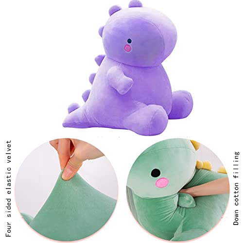 OUKEYI 11.8 inch Cute Dinosaur Plush Toys, Plush Stuffed Animal Dino Hugging Pillow Soft 3D Pom Plush Toy, Birthday Gifts for Kids Girls Boys (purple)