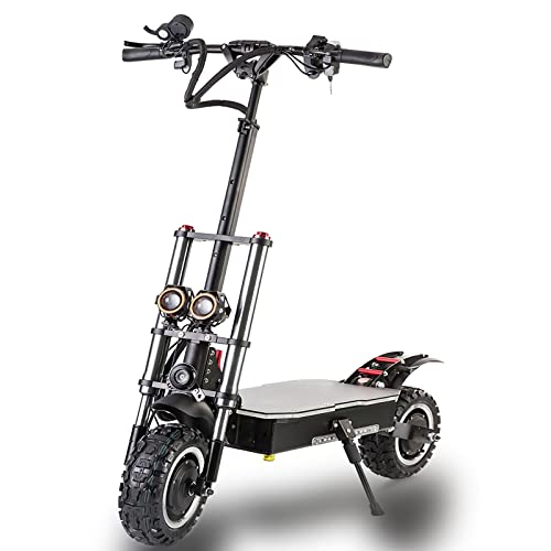 HWWH Electric Scooter Adult Fast High Power Dual Motor Folding Off Road E Scooter 11in Vacuum Tires Dual Suspension Disc Brake 60V 33Ah Lithium Battery Max Endurance 100km