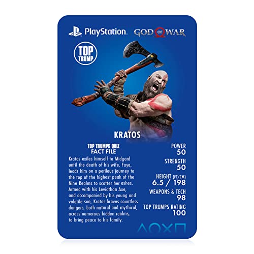 Top Trumps PlayStation Limited Edition Card Game, 30 of Sony's videogames in one deck, Play with Kratos from God of War, Abby from The Last of Us II and Bloodborne's Hunter, players aged 18 plus