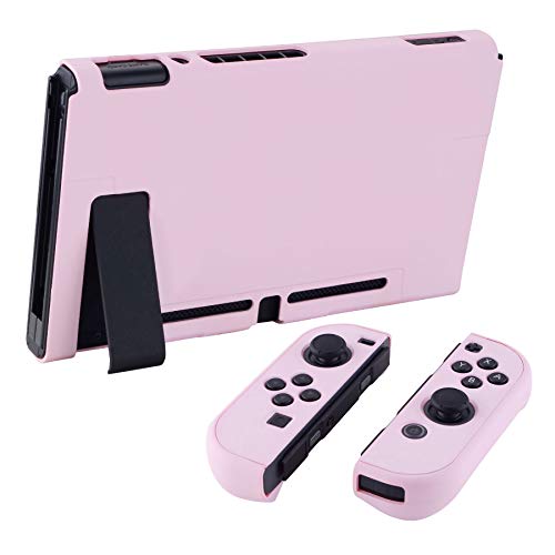 eXtremeRate PlayVital Back Cover for Nintendo Switch Console, NS Joycon Handheld Separable Protector Hard Shell, Dockable Protective Case for Nintendo Switch - Cherry Blossoms Pink