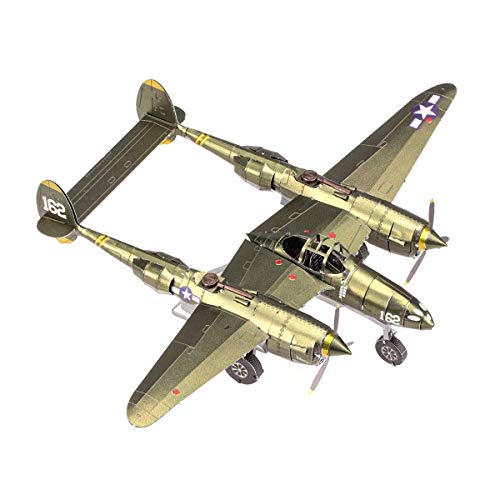 Metal Earth Fascinations Premium Series P-38 Lightning 3D Metal Model Kit Bundle with Tweezers