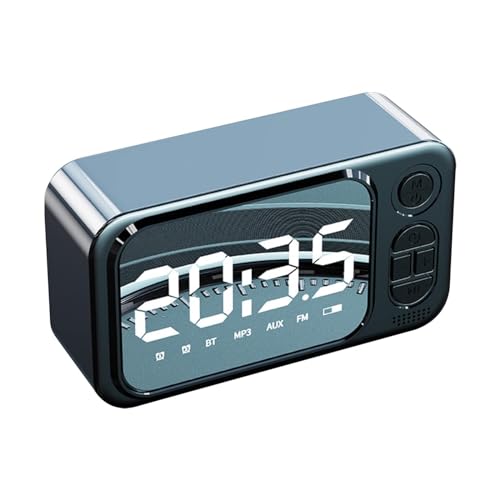 Smart Home Gadgets for Kitchen Digital Speaker Alarm Clock Desktop Alarm Clock Surface Bluetooth Speaker Mini LED Digital Clock Phone Speaker Stereo Sound Effect With Dual Snooze (Black, One Size)