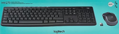 Logitech MK270 Wireless Keyboard and Mouse Combo for Windows, 2.4 GHz Wireless, Compact Mouse, 8 Multimedia and Shortcut Keys, 2-Year Battery Life, for PC, Laptop, QWERTY UK English Layout - Black