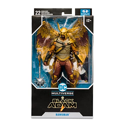 McFarlane Toys, 7-Inch DC Black Adam Hawkman Action Figure with 22 Moving Parts, Collectible DC Black Adam Movie Figure with Stand Base and Unique Collectible Character Card – Ages 12+