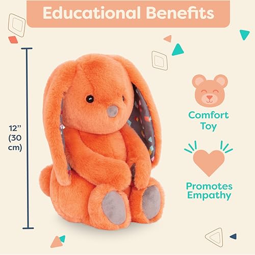 B. toys – Plush Bunny - Super Soft Stuffed Animal - Washable Rabbit Toy - HappyHues for Babies and Toddlers - 0 Months +, Coral Orange