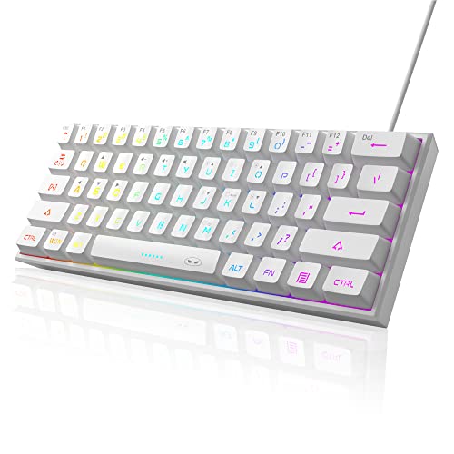 MageGee 60% Gaming Keyboard,Waterproof Ultra-Compact Mini 61 Keys Keyboard RGB Backlit Portable Computer Keyboard for Mac Windows Laptop Xbox PS PC (White)