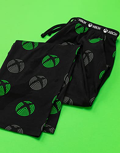 Xbox Lounge Pants For Men | Adults Green Black Drawstring Pockets Pyjamas Trousers | Game Console Pjs Merchandise Gifts XXL