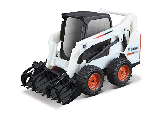 Bburago B18-31802 Bobcat Skid-Steer Loader with Working Grapple Collectible Model Toy-1:50 Scale 10CM S590 W, Assorted Designs and Colours, Small