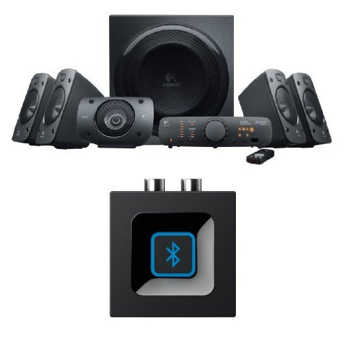 Logitech Z906 5.1 Surround Sound Speaker System, THX, Dolby & DTS Certified, 1000 Watts Peak Power,PC/PS4/Xbox/Music Player/TV/Smartphone/Tablet + Bluetooth Receiver/Bluetooth Audio Adapter