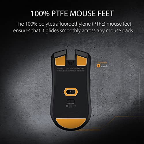 ASUS TUF Gaming M4 Wireless Gaming Mouse, dual wireless modes - Bluetooth/RF 2.4 GHz, 12,000 DPI Optical Sensor, 6 Programmable Buttons, PBT top cover with ASUS Antibacterial Guard, Black