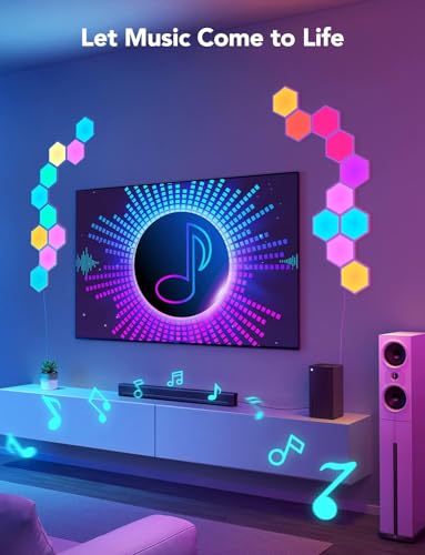 Govee Glide Hexa Light Panels, Smart Hexagon LED Wall Lights, Wi-Fi RGBIC Music Sync Lights Work with Alexa & Google Assistant for Living Room 10 Packs