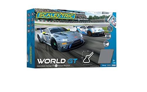 Scalextric ARC AIR World GT Race Set - App Race Control Electric Race Car Track Set for Ages 5+, Slot Car Race Tracks - Includes: Cars, Wireless Hand Controllers, Track & Barriers - 1:32 Scale