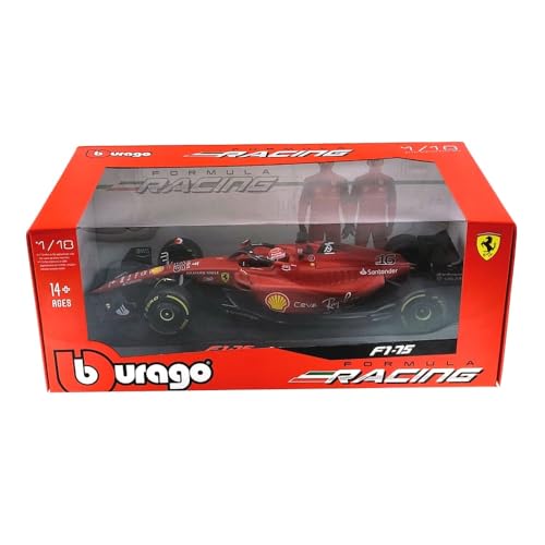 Bburago B18-16811L Formula 1 Ferrari F1-75 (2020) Leclerc with Helmet 1:18 Scale Die-Cast Collectible Race Car