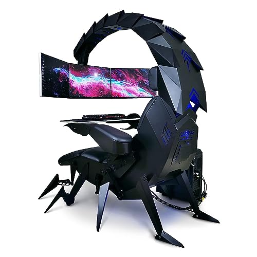 CSTAL Adjustable Swivel Gaming Chair, Racing Simulator E-Sports Chair, Ergonomic Computer Cockpit Chair, Can Hang 5 Screens with LED Lights