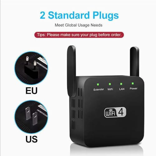 1200m Wireless WiFi Network Signal Amplifier Wireless Reception Amplifier 2.4G Repeater Smart Home Gadgets Must Have (Black, 1)