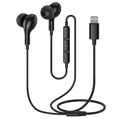 Guguearth Lightning Headphones for iPhone, MFi Certified Headphones for iPhone 11 In-Ear Noise Isolating Magnetic Earbuds with Microphone Controller Earphones for iPhone 14/13/12/11 Pro Max X XS XR 8P