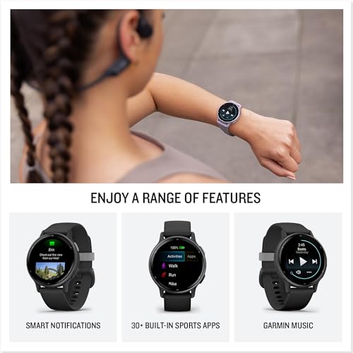 Garmin Vivoactive 5 AMOLED GPS Smartwatch with All-day Health Monitoring and Music, Slate Aluminium Bezel with Black Case and Silicone Band