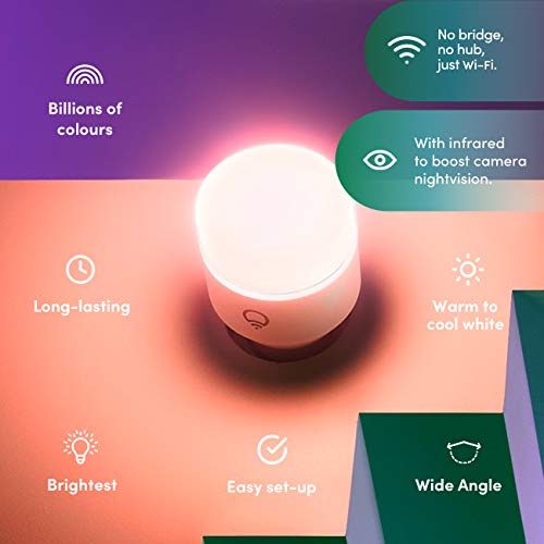 LIFX Nightvision 2-Pack A60 1200 Lumens [B22 Bayonet Cap], Full Colour with Infrared, Wi-Fi Smart LED Light Bulb, No bridge required, Compatible with Alexa, Hey Google, HomeKit and Siri