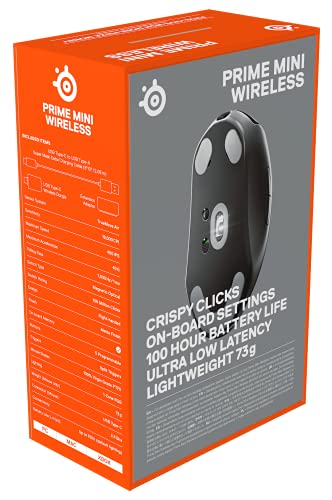 SteelSeries Prime Mini Wireless - Esports Performance Wireless Gaming Mouse - 100 Hour Battery - Magnetic Optical Switches -  Mini Form Factor, Black