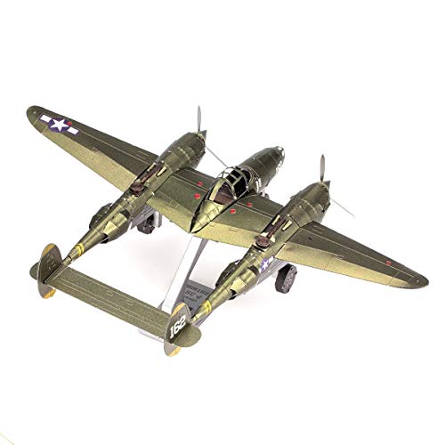 Metal Earth Fascinations Premium Series P-38 Lightning 3D Metal Model Kit Bundle with Tweezers