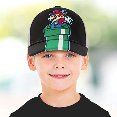 Nintendo Boys Super Mario Kids Hat, Size 4-7 Baseball Cap, Grey, Years