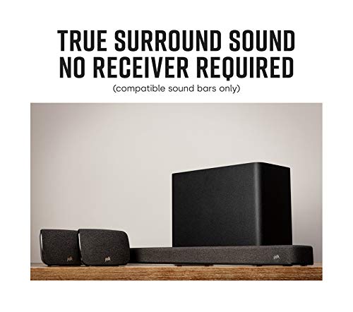 Polk Audio SR2 Wireless Surround Sound Speakers for React Soundbars, Active Speakers for Home Cinema Sound System, Dedicated L & R Speaker, Wall Mountable