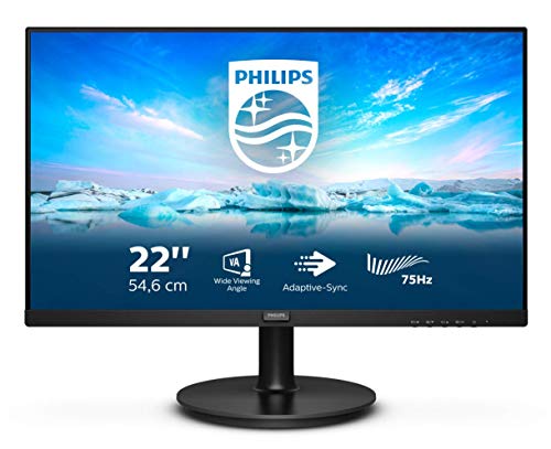 Philips 222V8LA - 22 inch FHD Monitor, 75Hz, 4ms, VA, Speakers, Flickerfree (1920 x 1080, 250 cd/m², HDMI / DP / VGA )