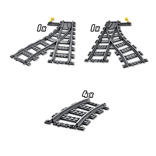 LEGO 60238 City Trains Switch Tracks 6 Pieces, Toy Train Track Extension Pack, Accessory Set