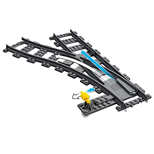 LEGO 60238 City Trains Switch Tracks 6 Pieces, Toy Train Track Extension Pack, Accessory Set