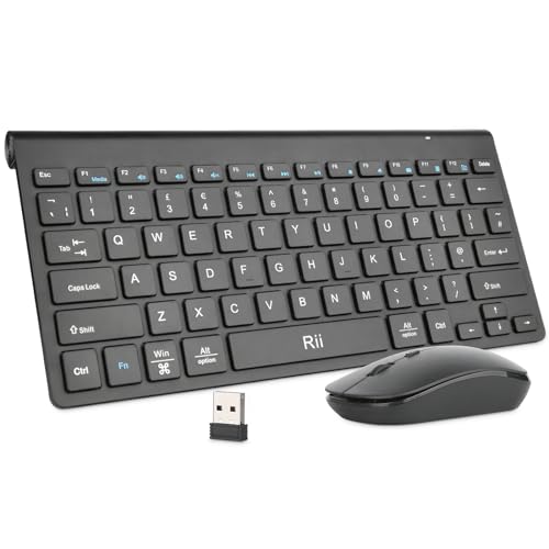 Rii Wireless Keyboard and Mouse, Ultra Slim 2.4G Keyboard and Mouse Combo with Effortless Connectivity Comfortable Typing for PC/Laptop/Windows/Mac/Chrome/Linux