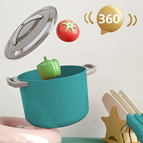 32pcs Kitchen Toys Set, Children Role Play Kitchen Pretend Toys, Cookware Cooking Utensils Pan Toys Kit, Kitchen Accessories Cooking Pots and Pans, Great Gifts for Boys Girls 3 4 5 6 Years Old Green