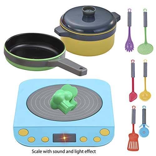 JOYIN 45 PCS Microwave Cooking Play Toy with Pretend Cutting Food Toy & Kitchen Utensil Cookware Pots& Pans Set Kitchen Playset for Kids