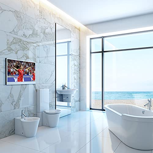 Soulaca 32inch Smart LED Mirror TV for Bathroom,Full Screen Touch Panel,1080P Waterpoof with Wi-Fi and Bluetooth, Integrated with Speaker,2023 Model